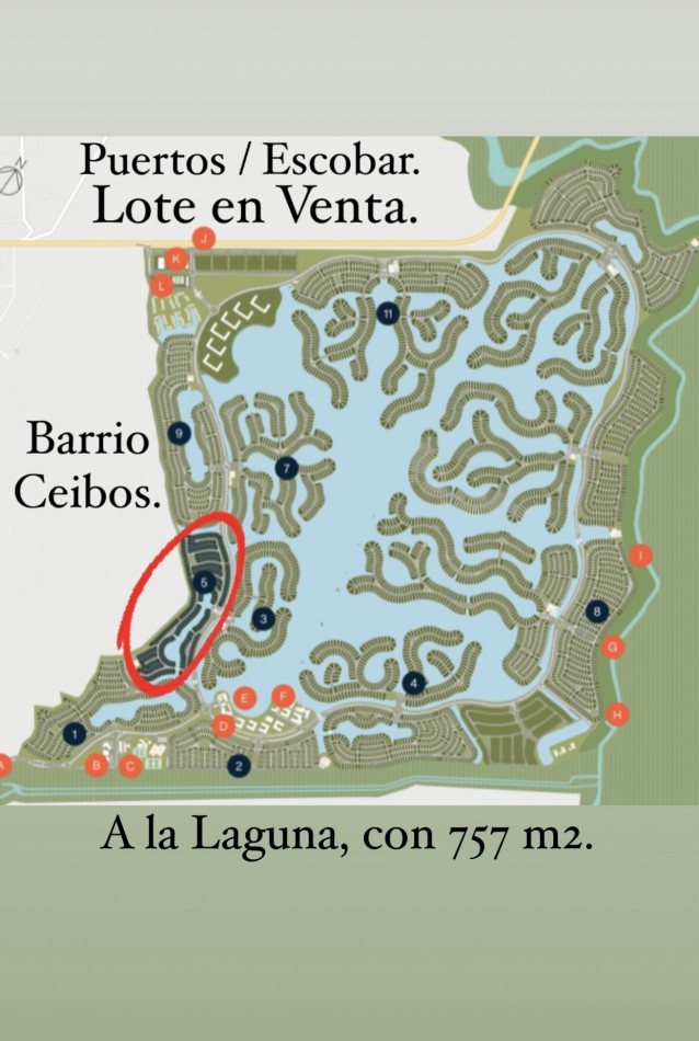 Venta Lote a la Laguna Barrio Ceibos Puertos del Lago.